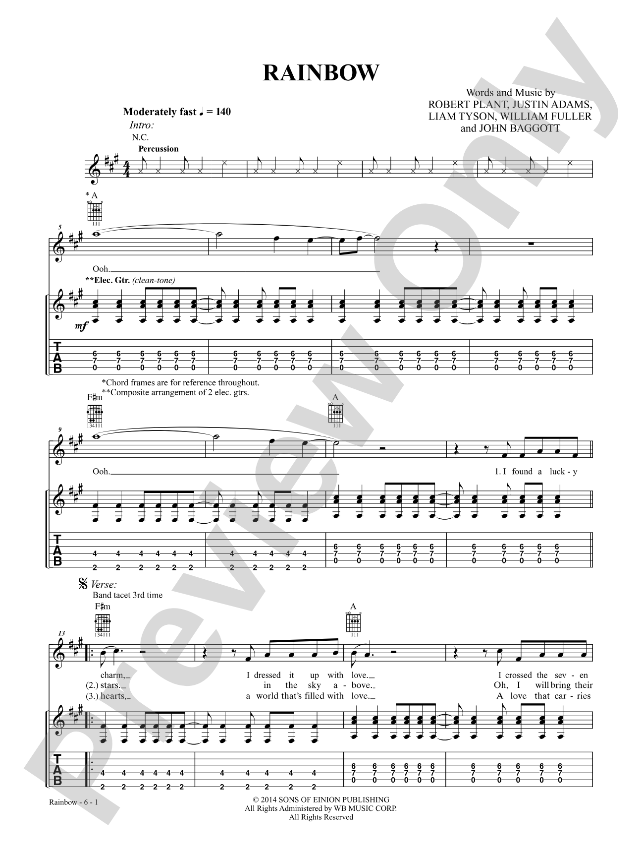 Rainbow: Authentic Guitar TAB