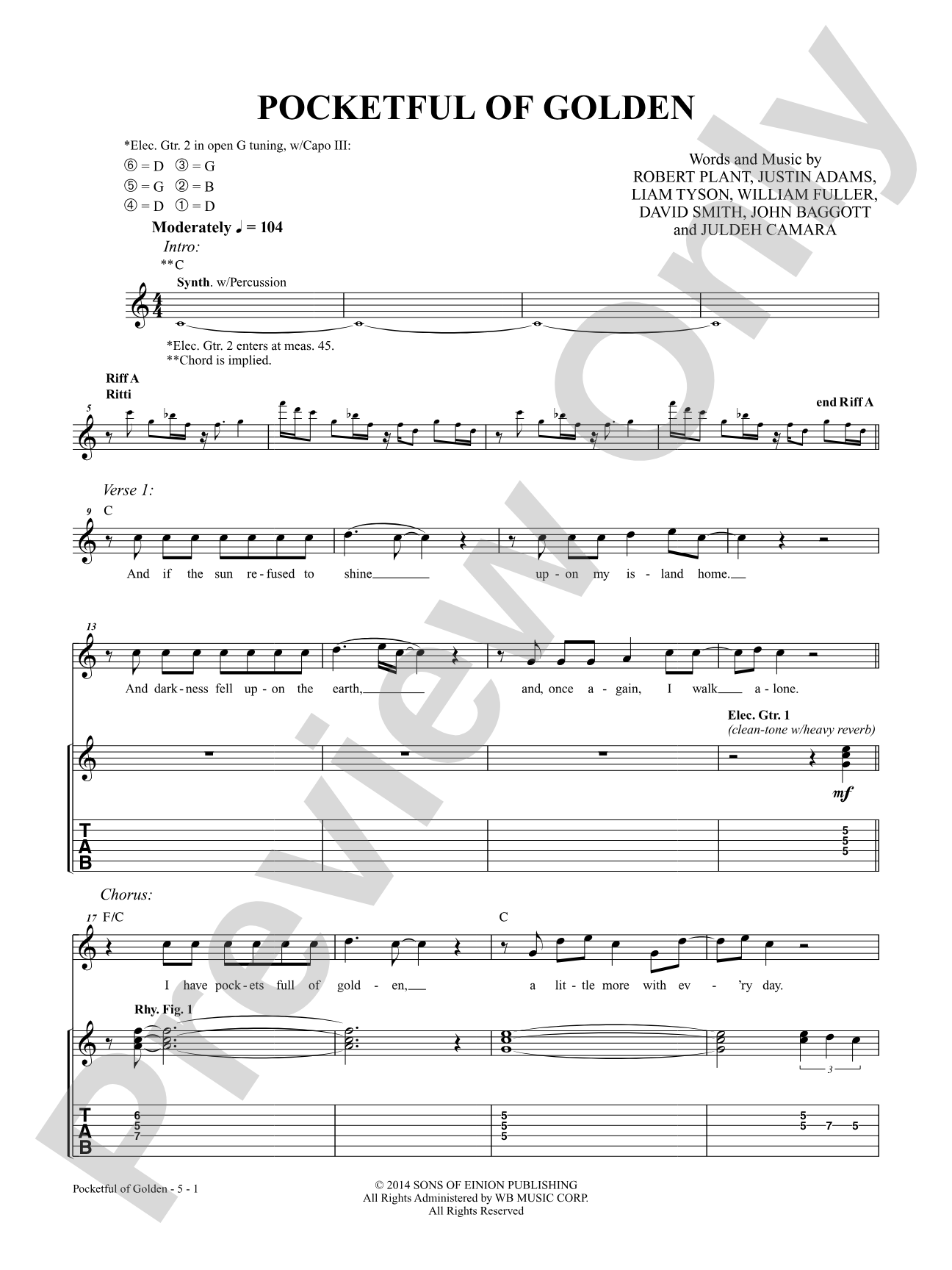 Pocketful of Golden: Authentic Guitar TAB