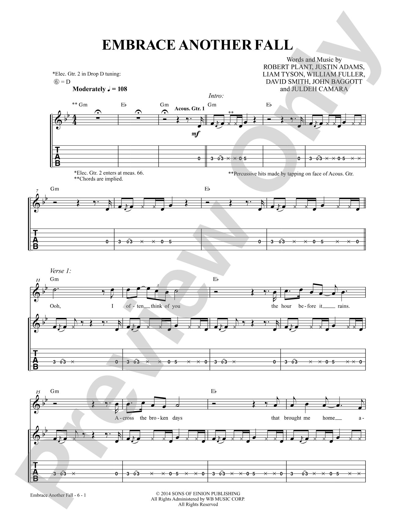 Embrace Another Fall: Authentic Guitar TAB