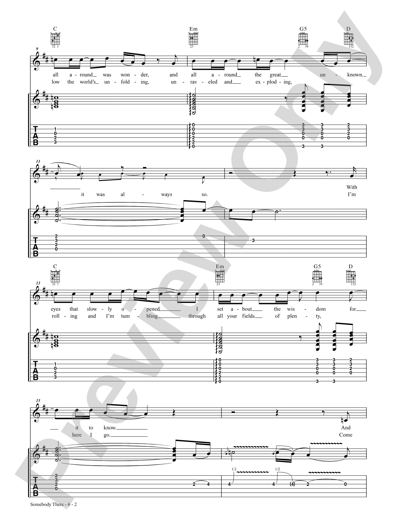 Somebody There: Authentic Guitar TAB