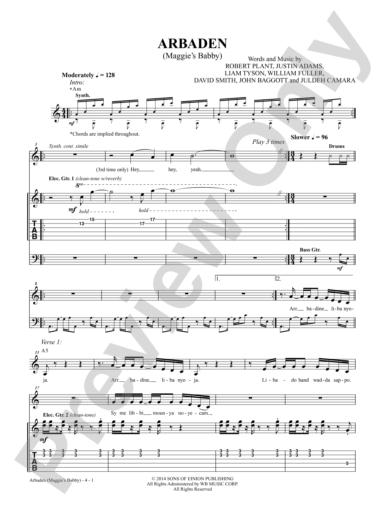 Arbaden (Maggie's Babby): Authentic Guitar TAB