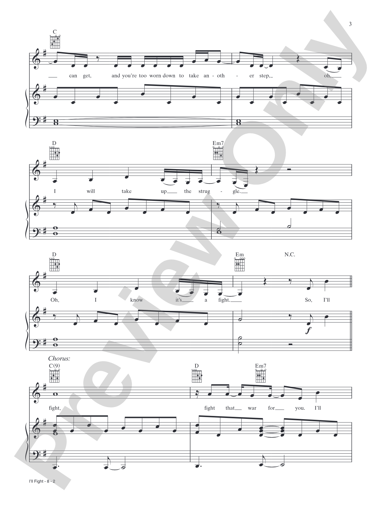 I'll Fight (from the Motion Picture RGB): Piano/Vocal/Guitar