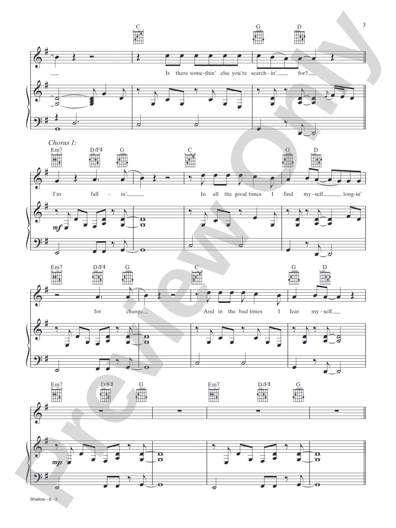 Shallow (from A Star Is Born): Piano/Vocal/Guitar