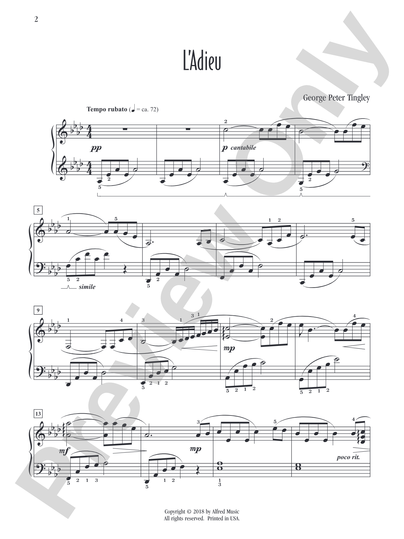L'Adieu: Piano
