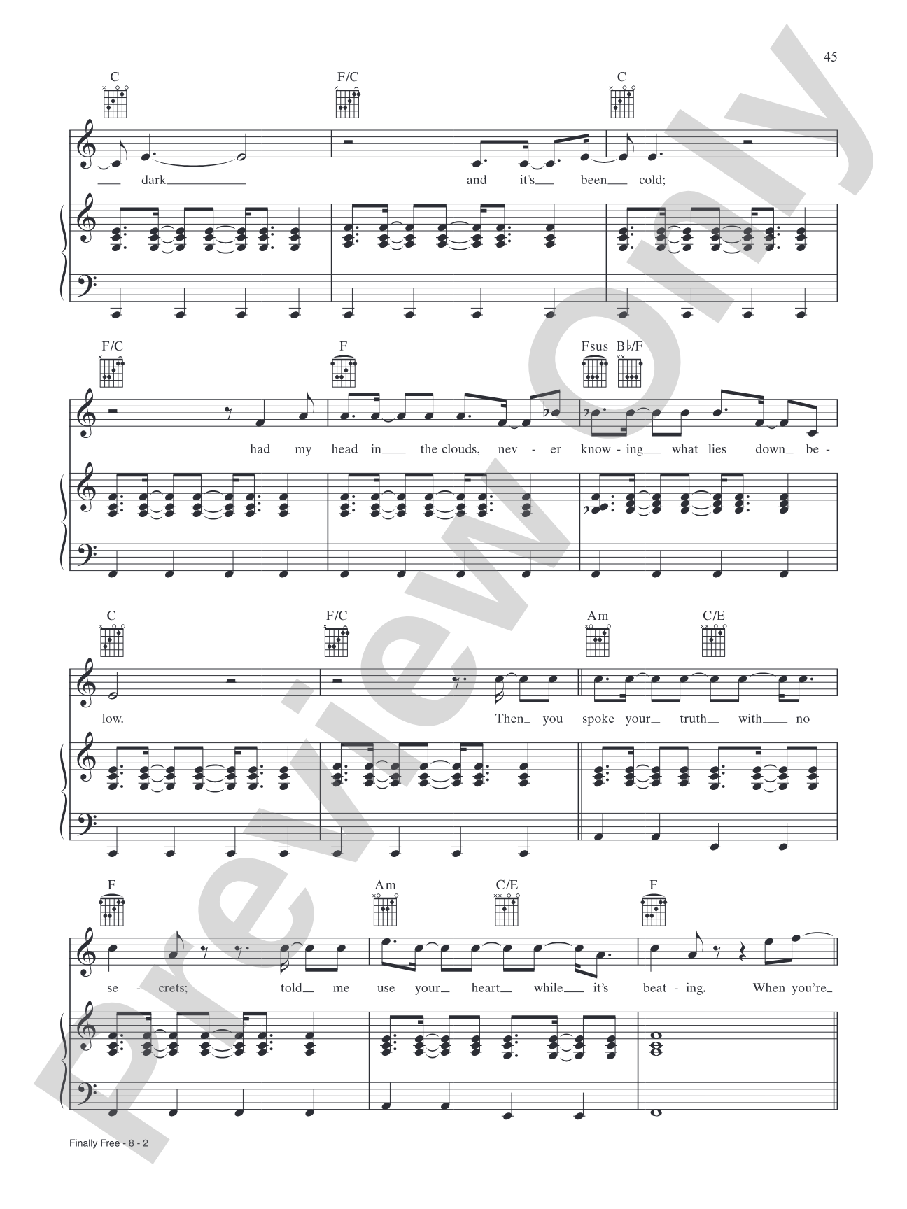 Finally Free (from Smallfoot): Piano/Vocal/Guitar