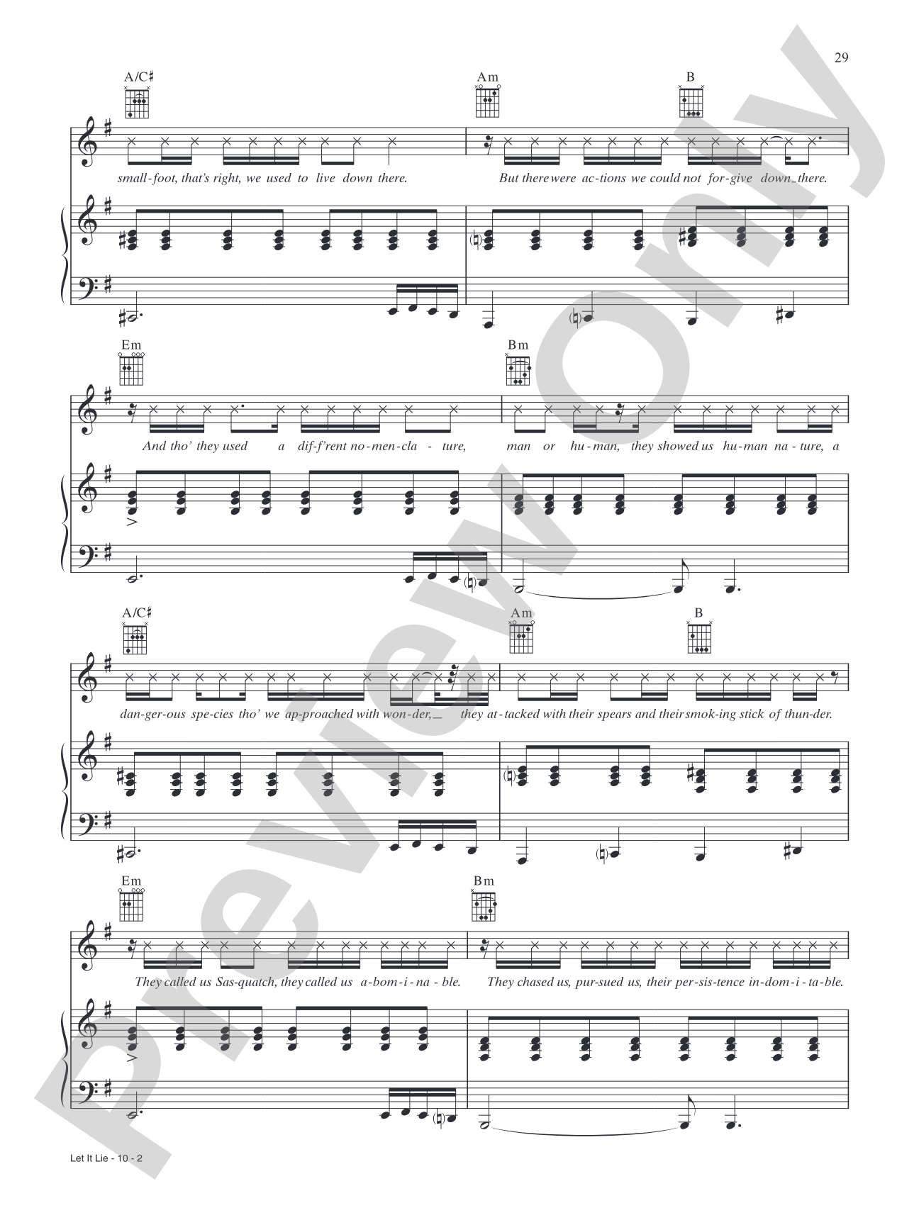 Let It Lie (from Smallfoot): Piano/Vocal/Guitar