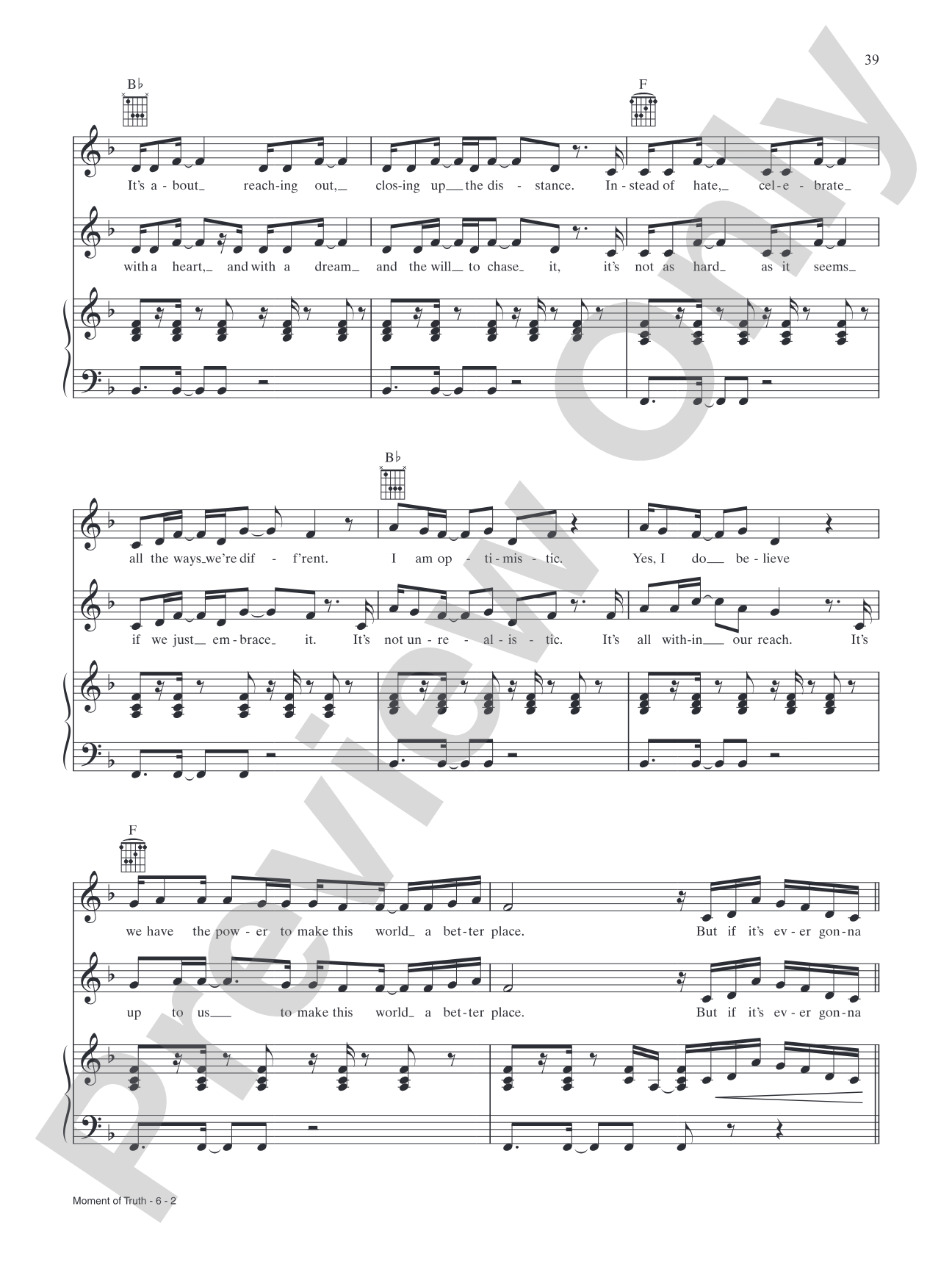 Moment of Truth (from Smallfoot): Piano/Vocal/Guitar
