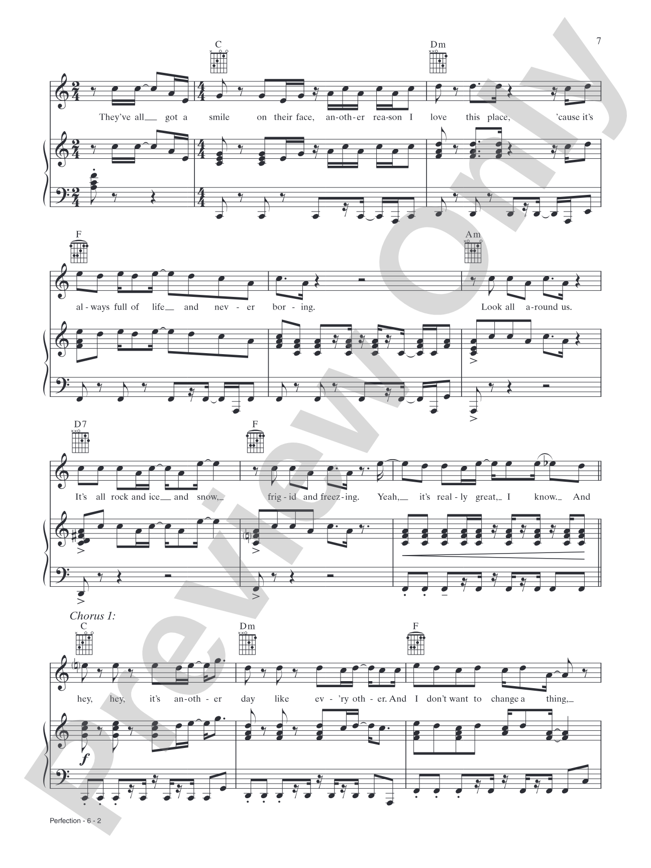 Perfection (from Smallfoot): Piano/Vocal/Guitar