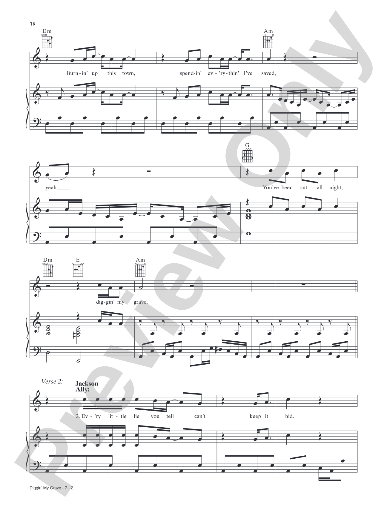 Diggin' My Grave (from A Star Is Born): Piano/Vocal/Guitar