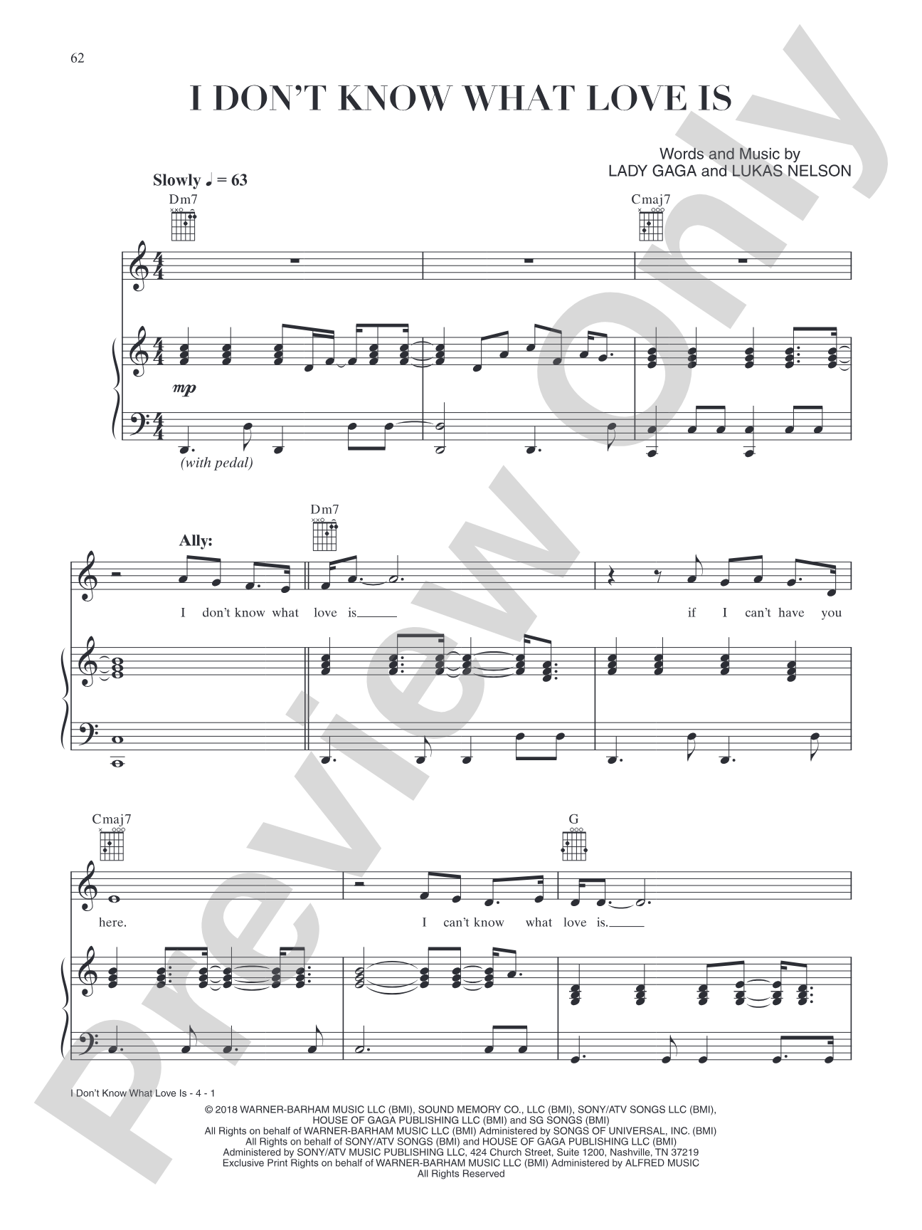 I Don't Know What Love Is (from A Star Is Born): Piano/Vocal/Guitar