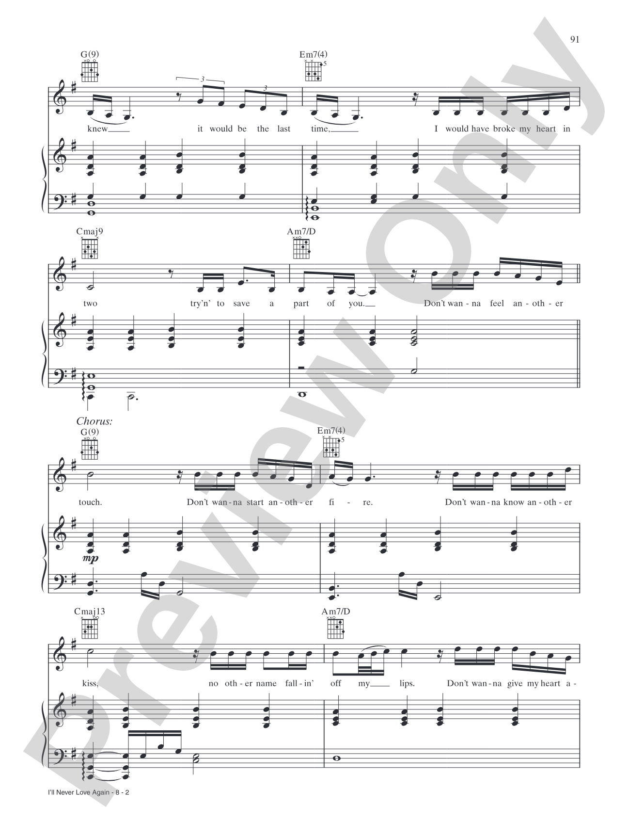 I'll Never Love Again (from A Star Is Born): Piano/Vocal/Guitar