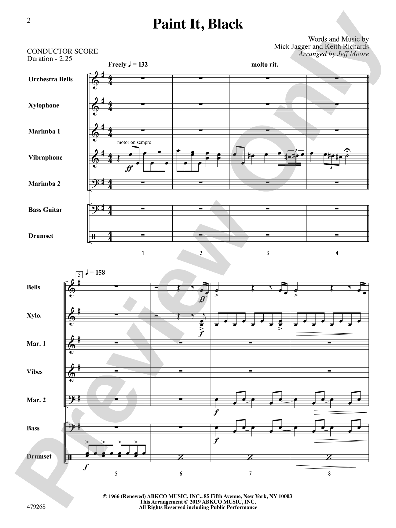 Paint It, Black (For Percussion Septet and Bass Guitar): Percussion Ensemble