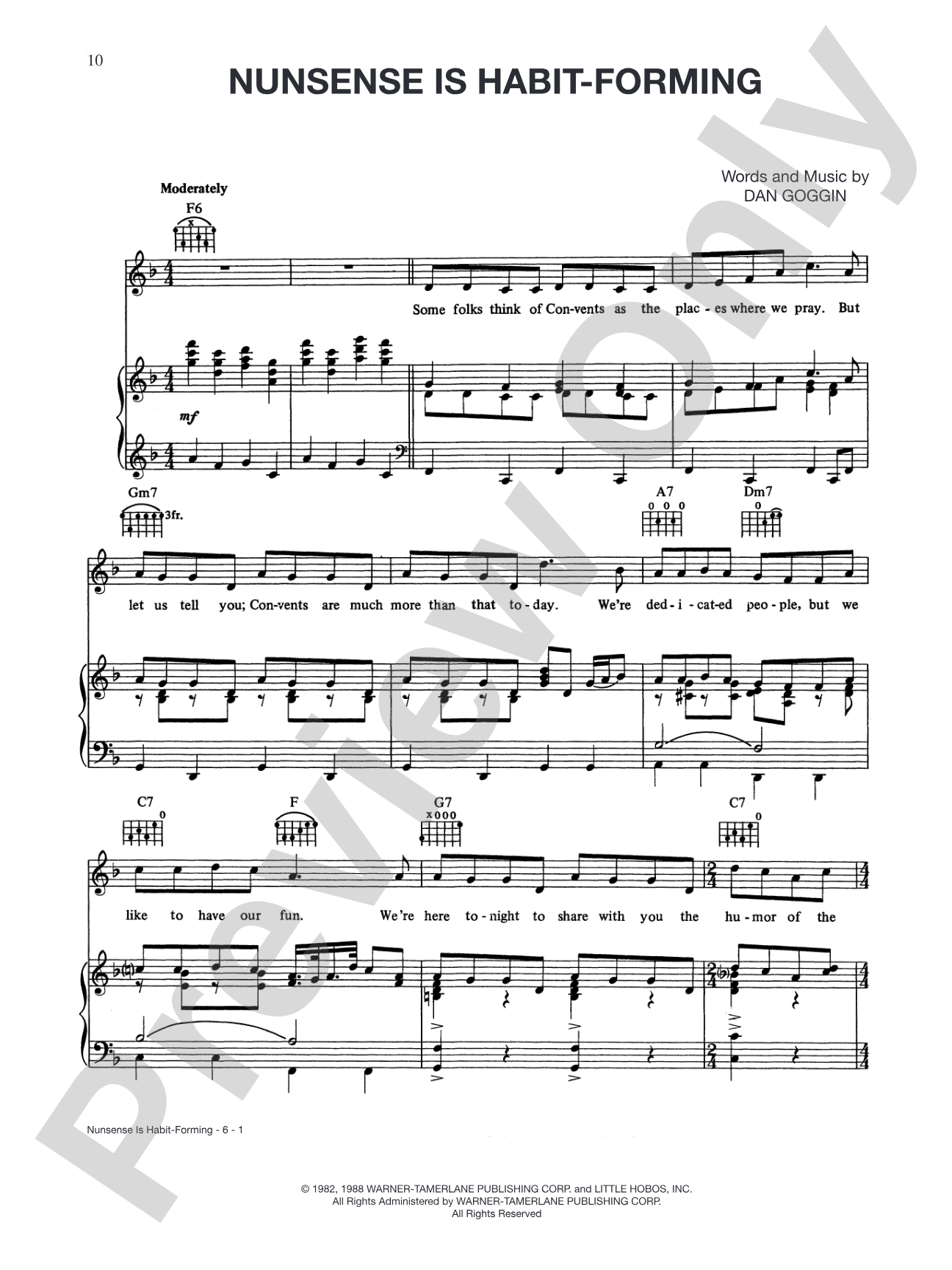 Nunsense Is Habit-Forming (from <i>Nunsense</i>): Piano/Vocal/Chords