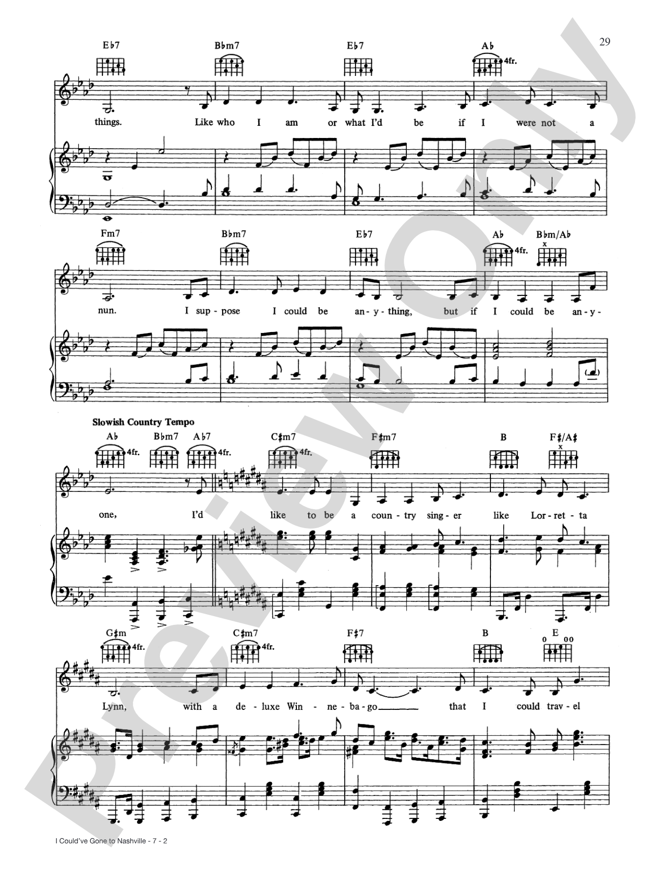 I Could’ve Gone to Nashville (from <i>Nunsense</i>): Piano/Vocal/Chords