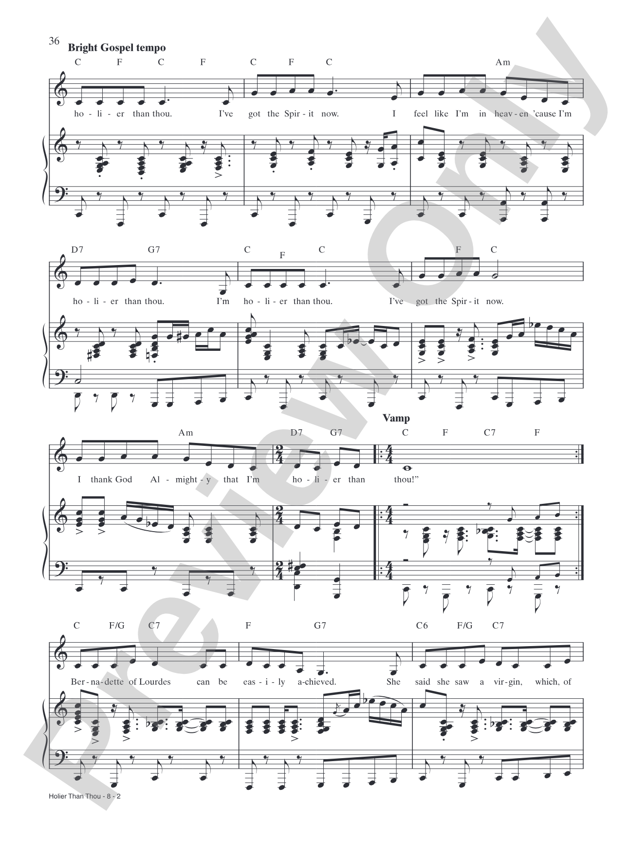 Holier Than Thou (from <i>Nunsense</i>): Piano/Vocal/Chords