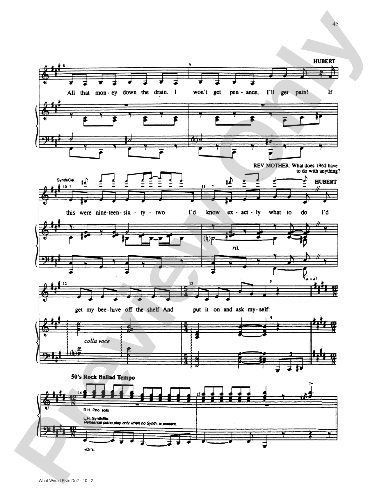 What Would Elvis Do? (from <i>Nunsense II</i>): Piano/Vocal/Chords