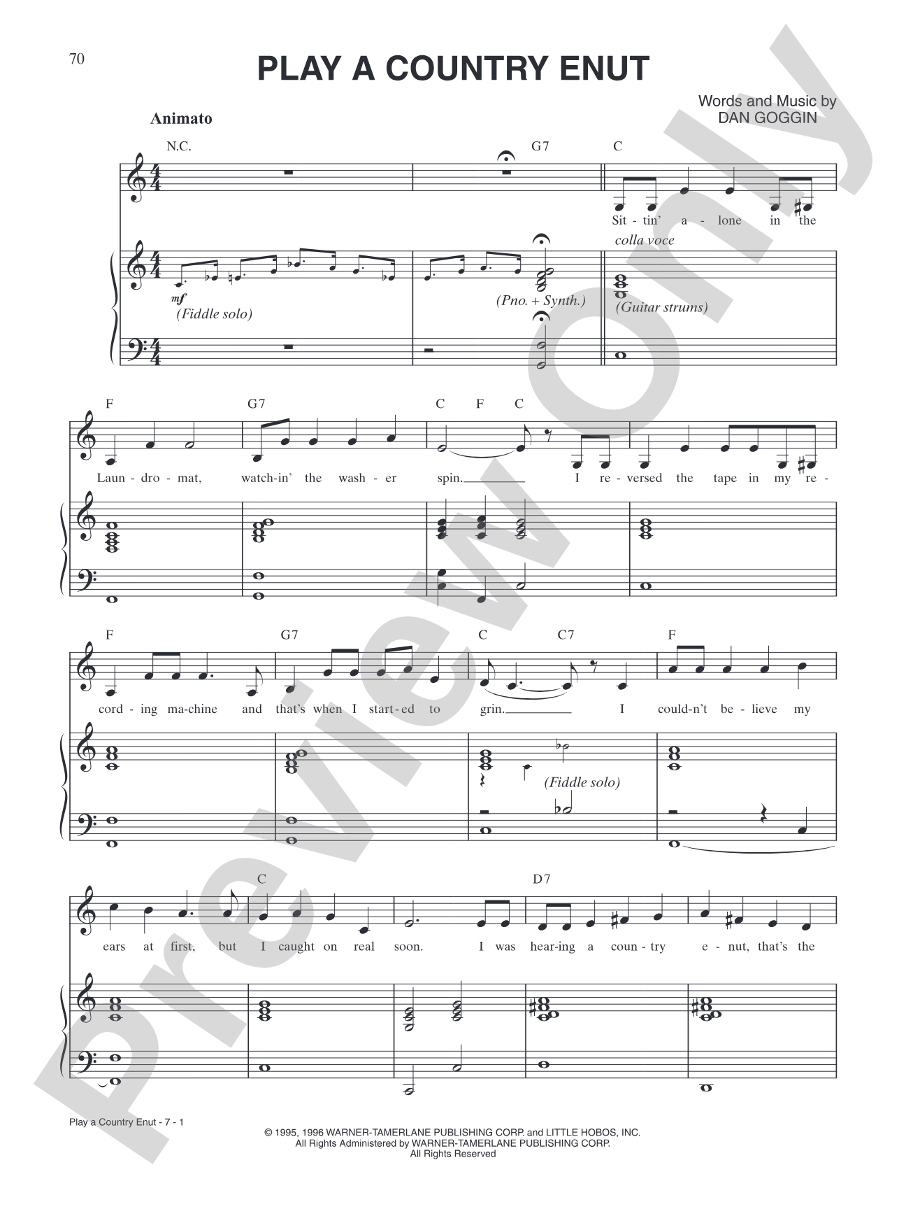 Play a Country Enut (from <i>Sister Amnesia's Country Western Nunsense Jamboree</i>): Piano/Vocal/Chords