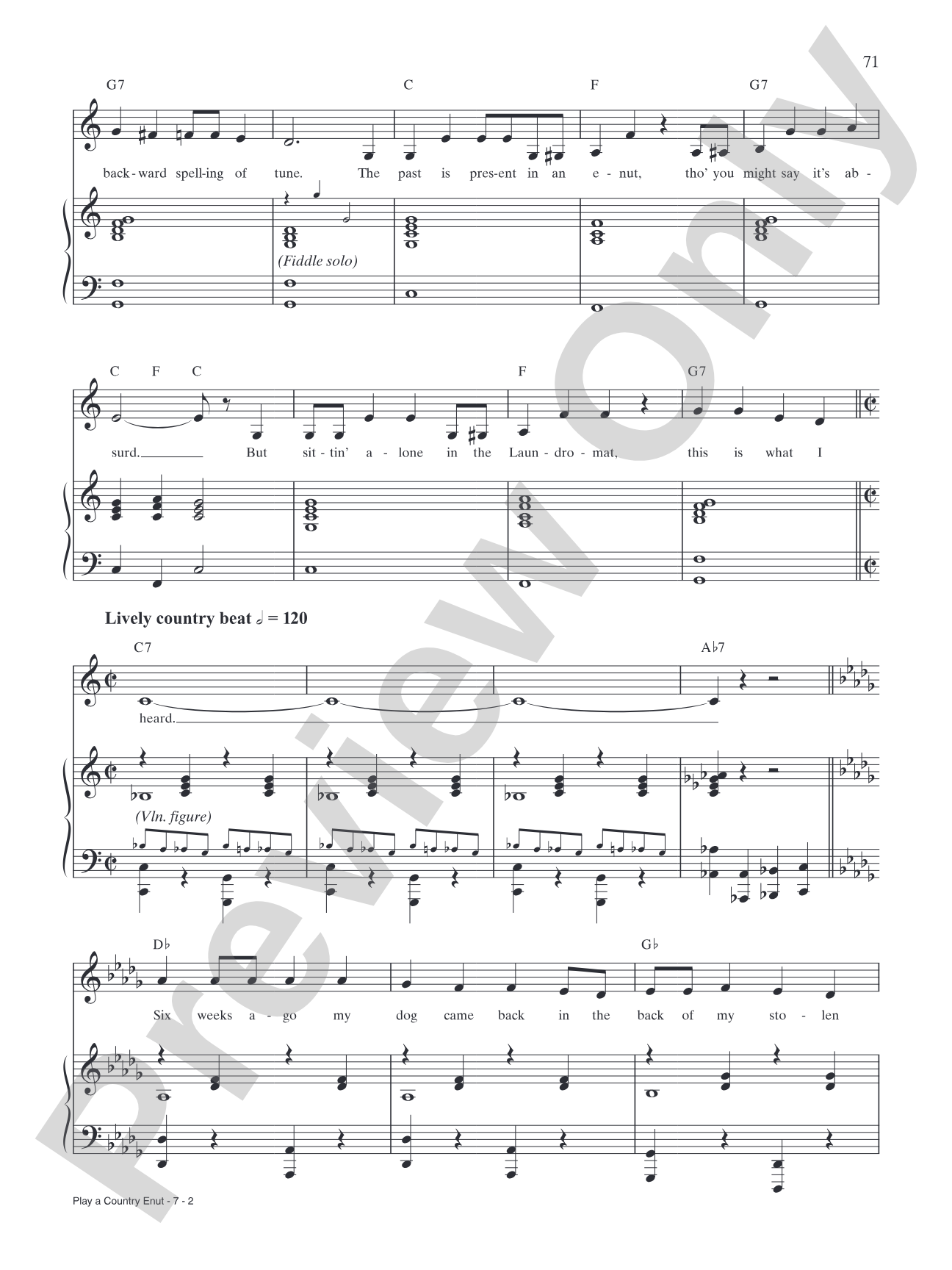 Play a Country Enut (from <i>Sister Amnesia's Country Western Nunsense Jamboree</i>): Piano/Vocal/Chords