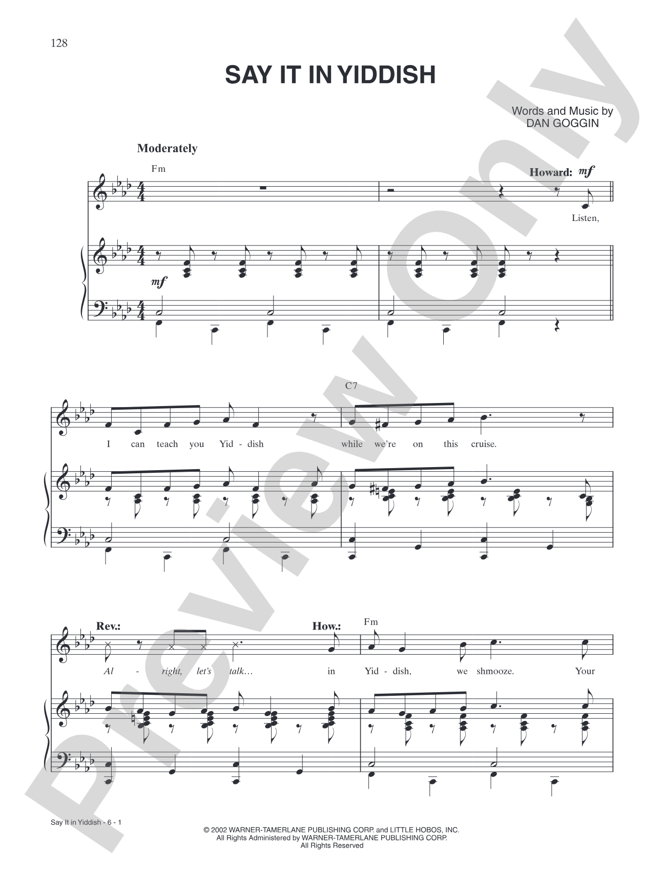 Say It in Yiddish (from <i>Meshuggah-Nuns</i>): Piano/Vocal/Chords