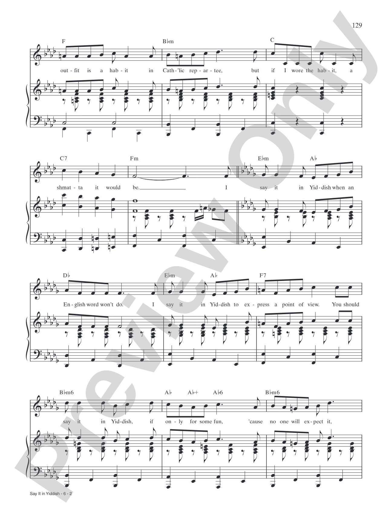 Say It in Yiddish (from <i>Meshuggah-Nuns</i>): Piano/Vocal/Chords