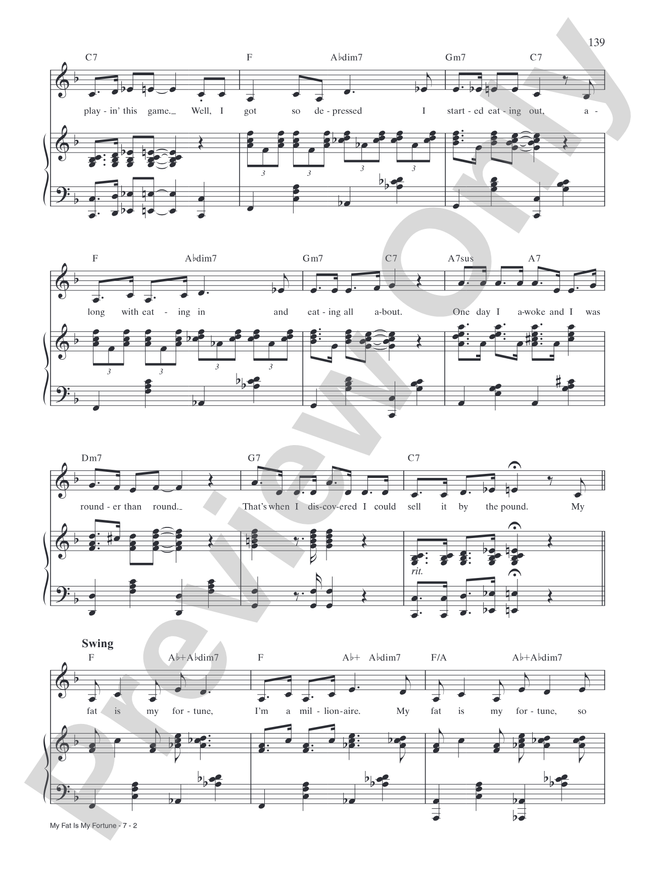 My Fat Is My Fortune (from <i>Meshuggah-Nuns</i>): Piano/Vocal/Chords