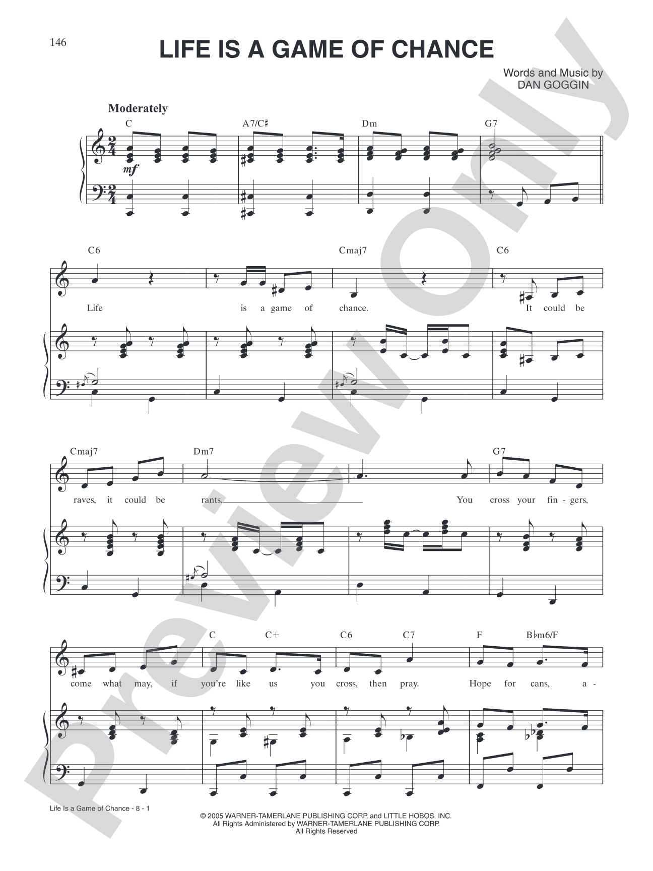 Life Is a Game of Chance (from <i>Nunsensations</i>): Piano/Vocal/Chords