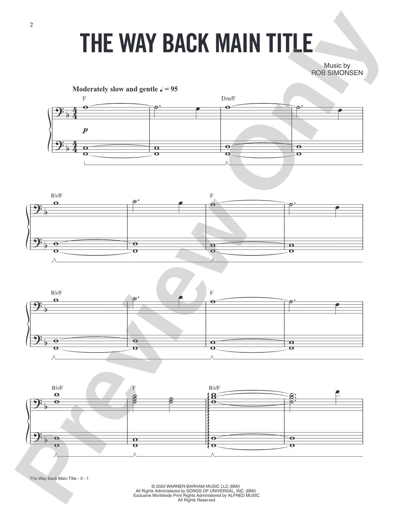 The Way Back Main Title: Piano