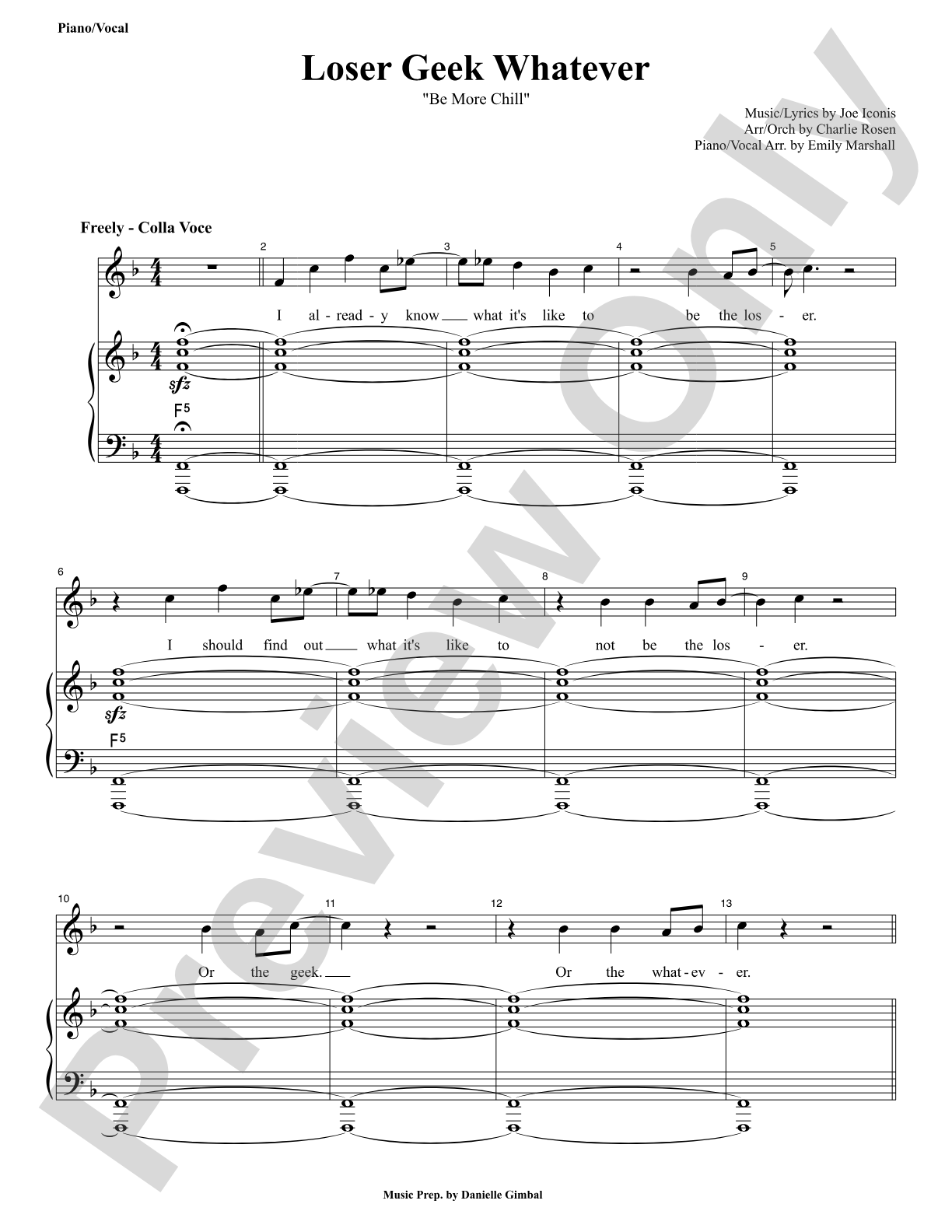 Loser Geek Whatever: Piano/Vocal