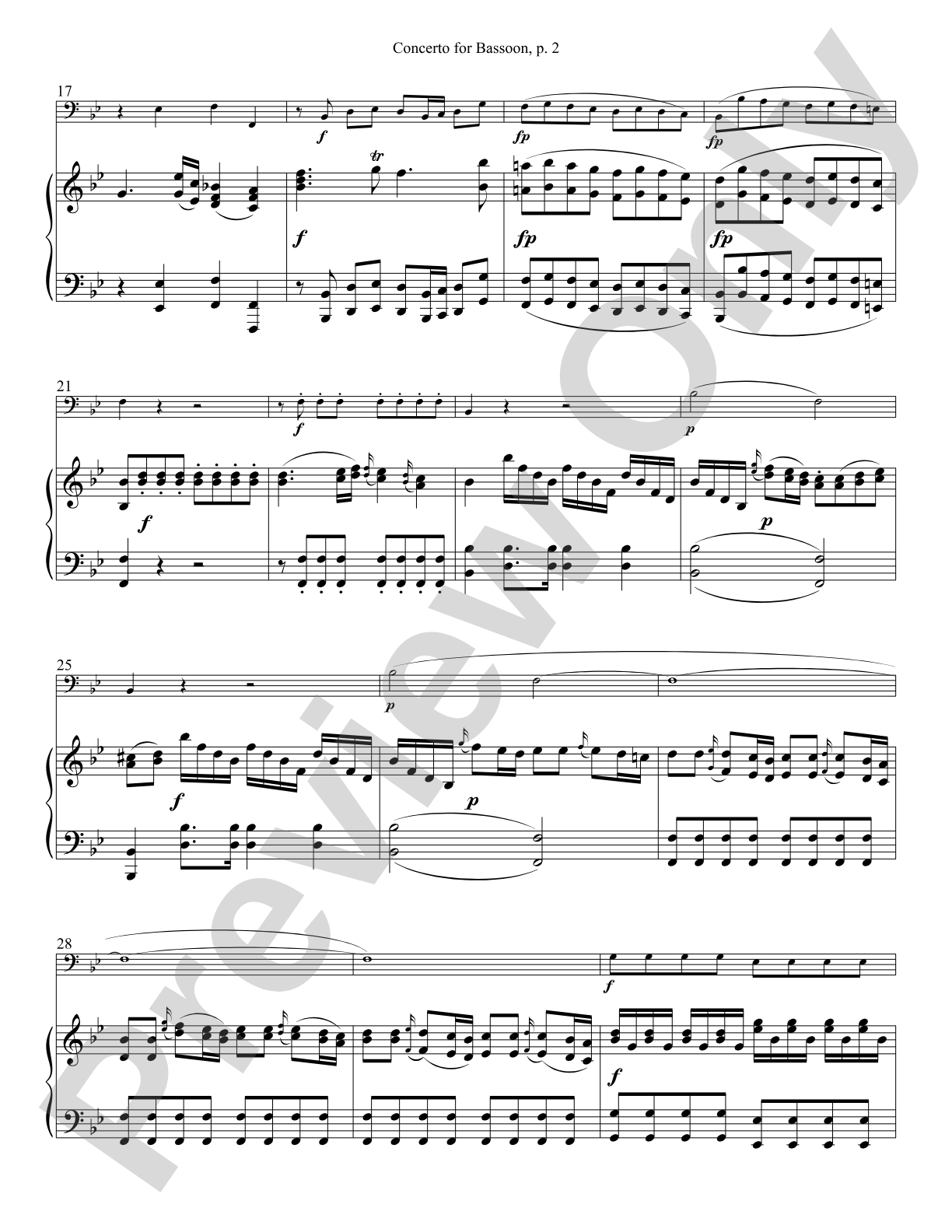 Mozart Concerto in B-flat Major for Bassoon and Piano KV 191 (186E): Solo & Small Ensemble