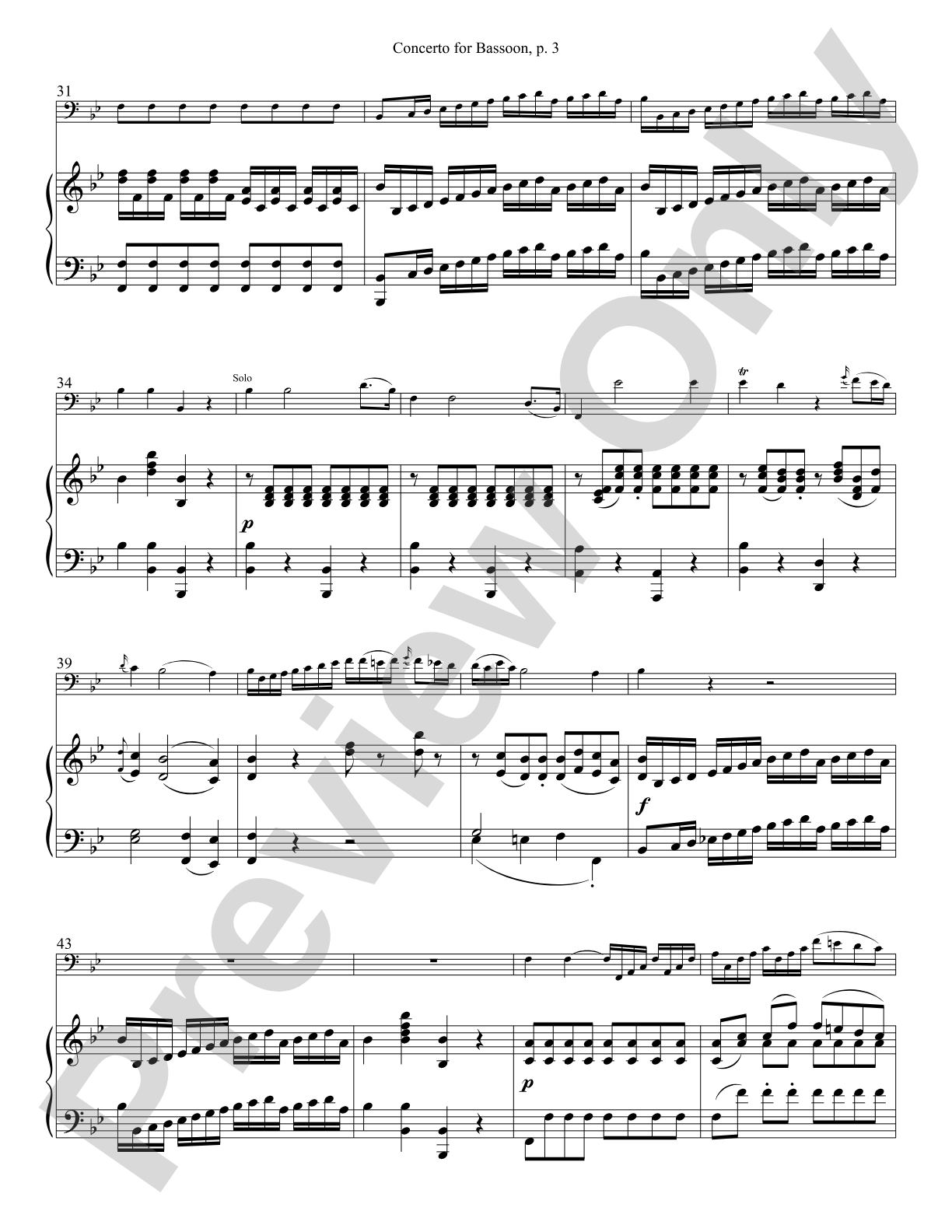 Mozart Concerto in B-flat Major for Bassoon and Piano KV 191 (186E): Solo & Small Ensemble