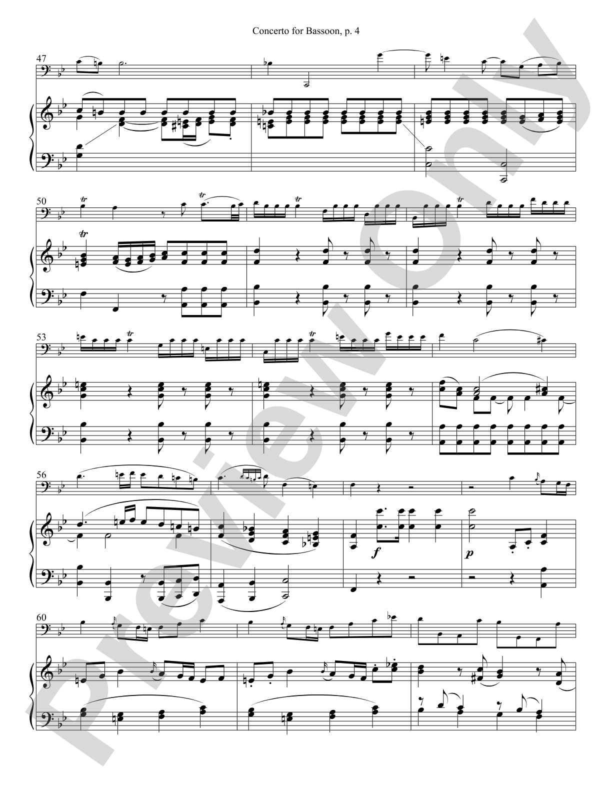 Mozart Concerto in B-flat Major for Bassoon and Piano KV 191 (186E): Solo & Small Ensemble