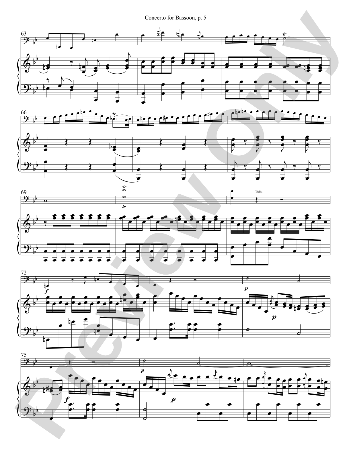 Mozart Concerto in B-flat Major for Bassoon and Piano KV 191 (186E): Solo & Small Ensemble