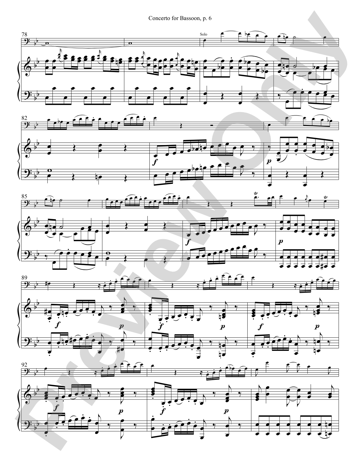 Mozart Concerto in B-flat Major for Bassoon and Piano KV 191 (186E): Solo & Small Ensemble