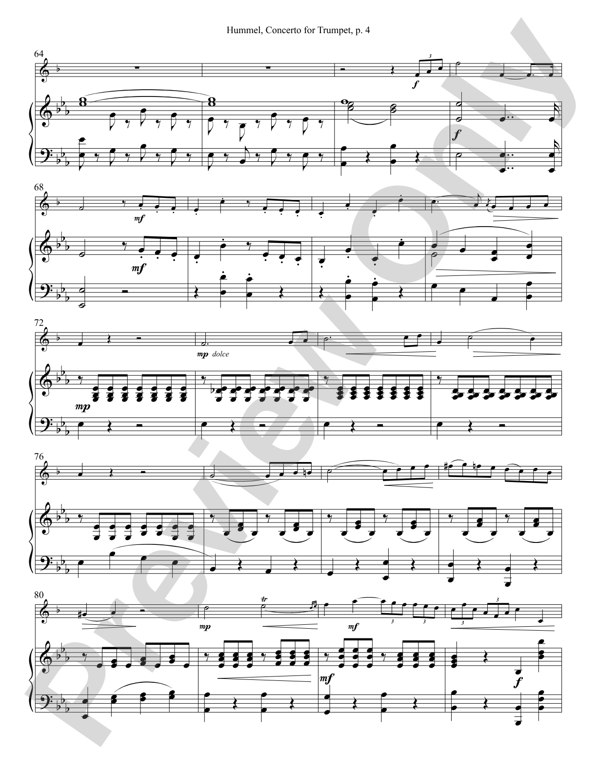 Hummel Concerto in B-flat Major for Trumpet and Piano: Solo & Small Ensemble