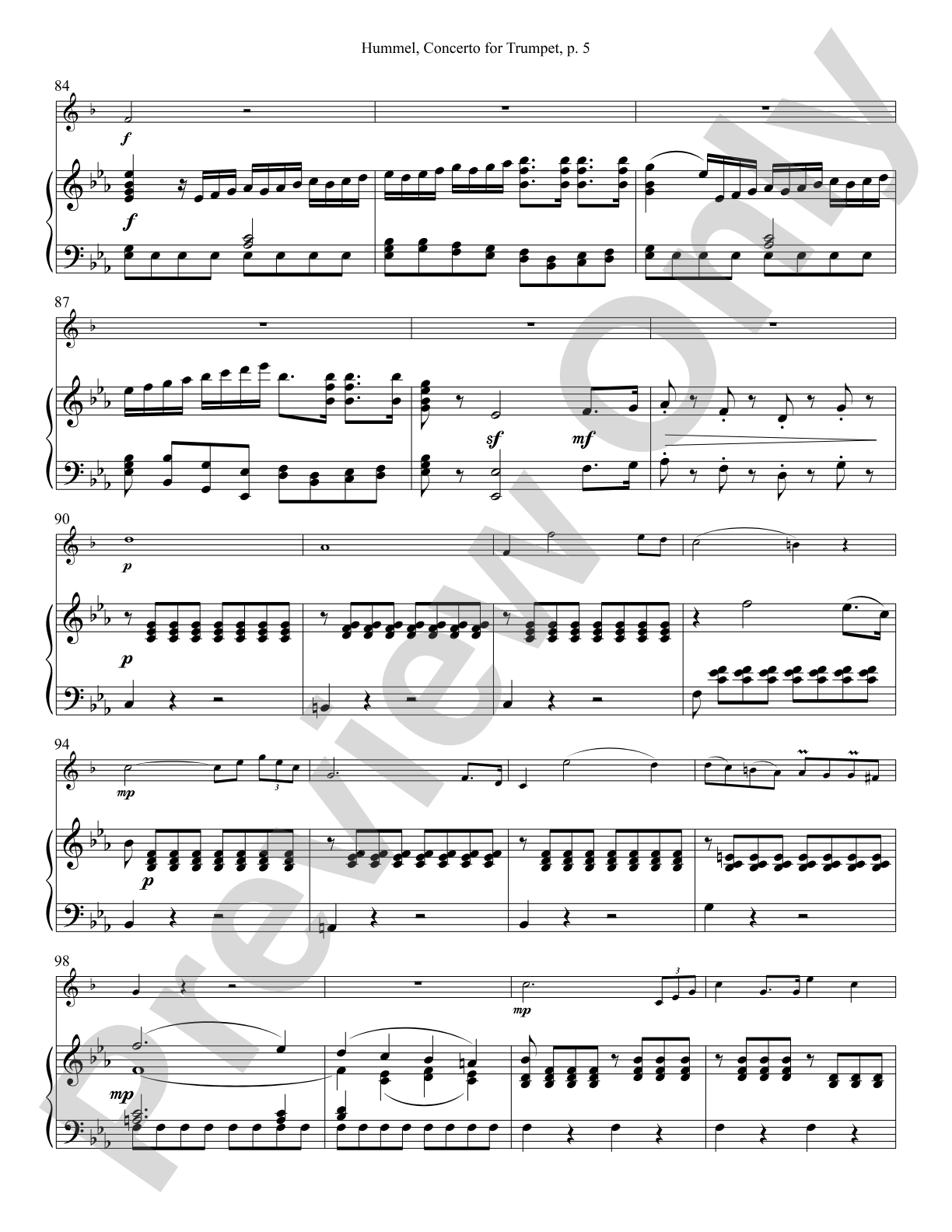 Hummel Concerto in B-flat Major for Trumpet and Piano: Solo & Small Ensemble