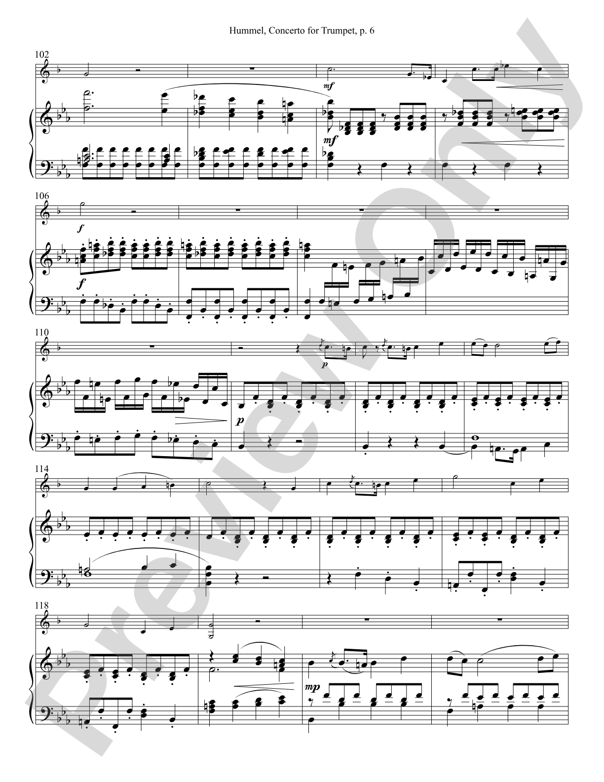 Hummel Concerto in B-flat Major for Trumpet and Piano: Solo & Small Ensemble