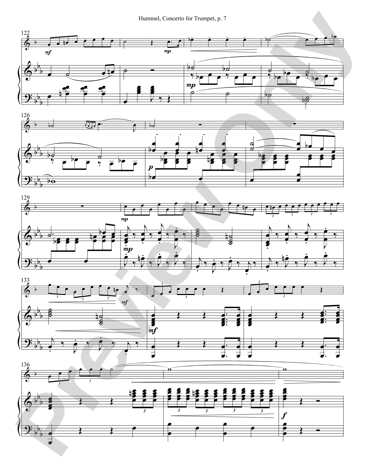 Hummel Concerto in B-flat Major for Trumpet and Piano: Solo & Small Ensemble