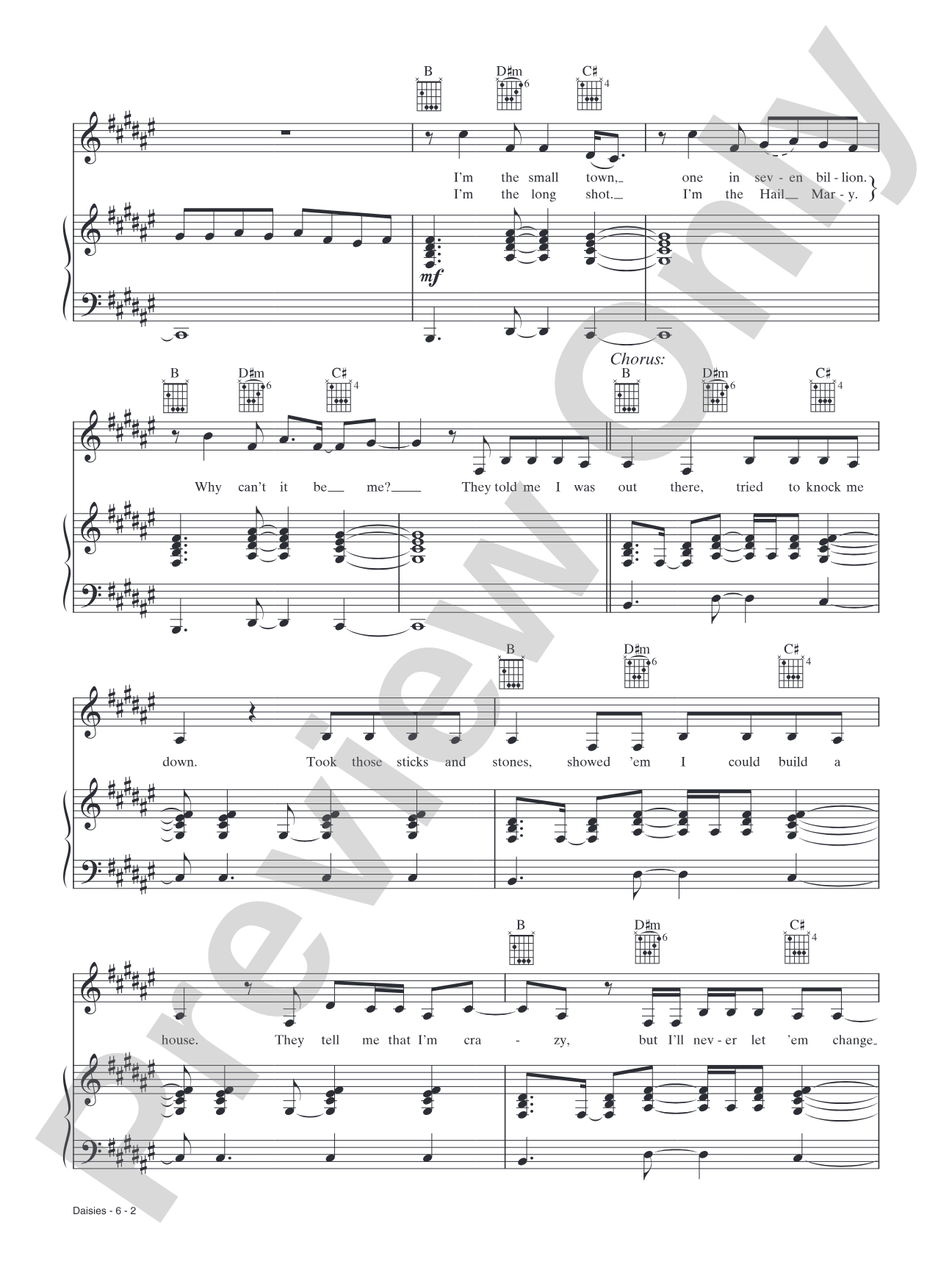 Daisies: Piano/Vocal/Guitar