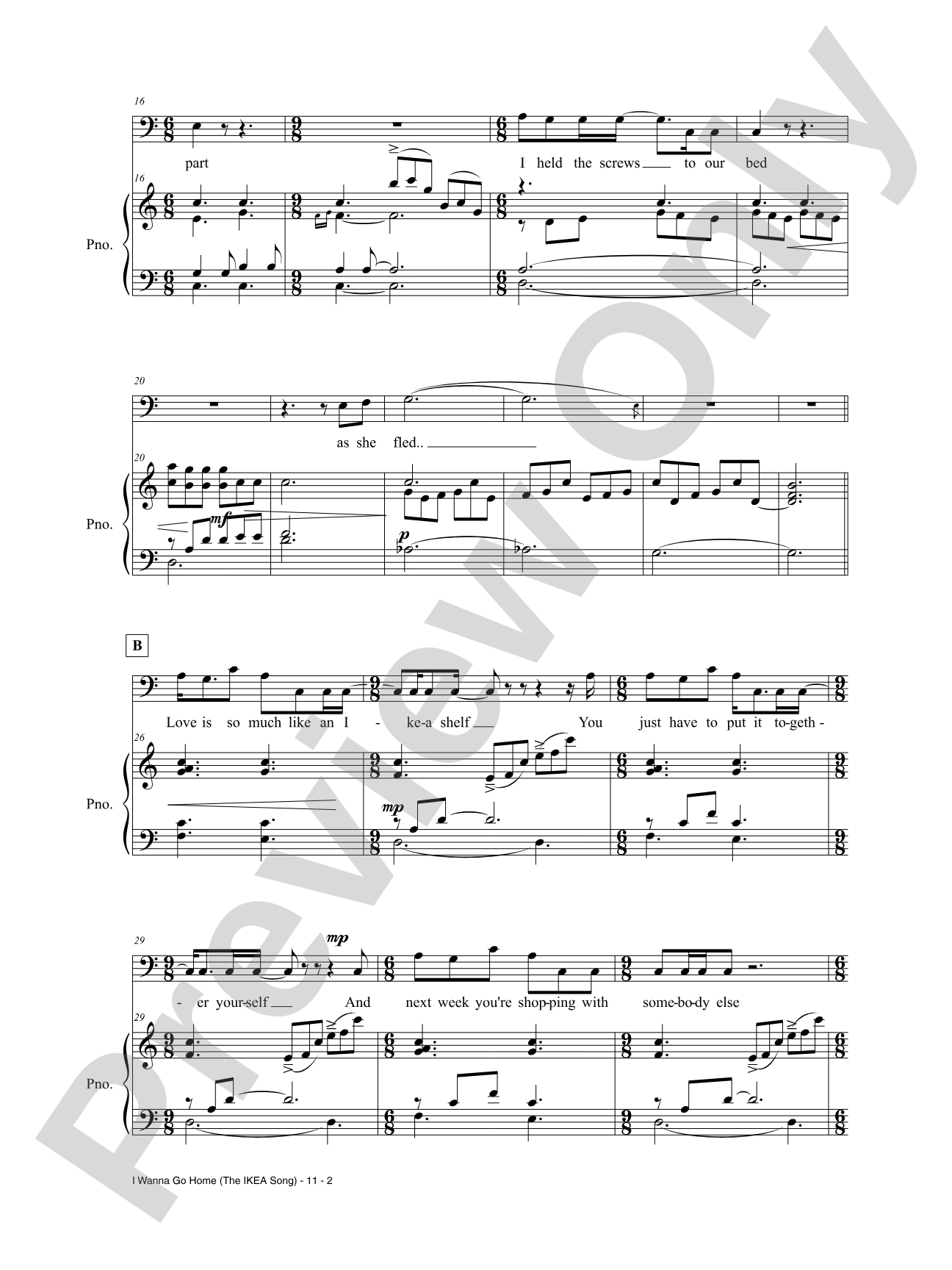 I Wanna Go Home (The IKEA Song): Piano/Vocal