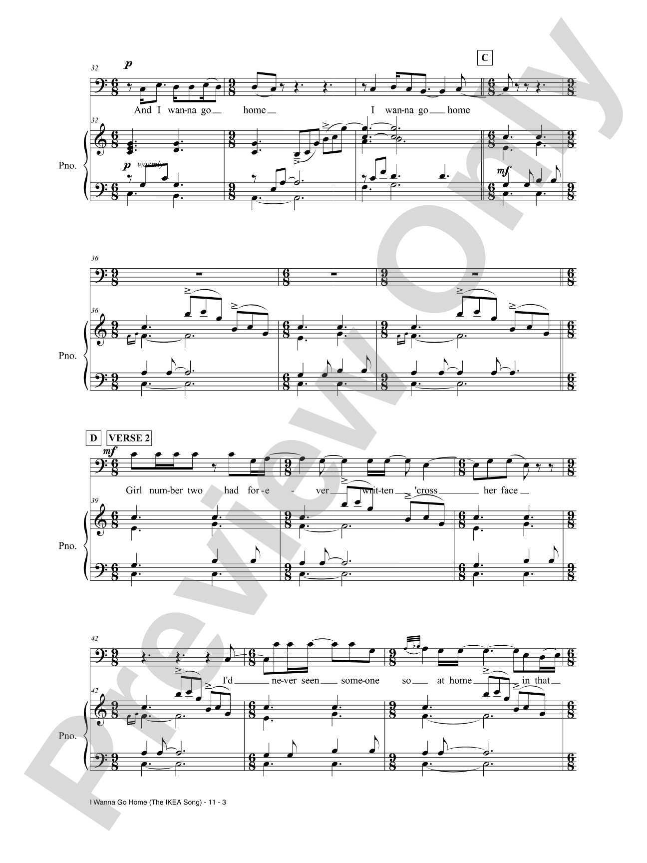 I Wanna Go Home (The IKEA Song): Piano/Vocal