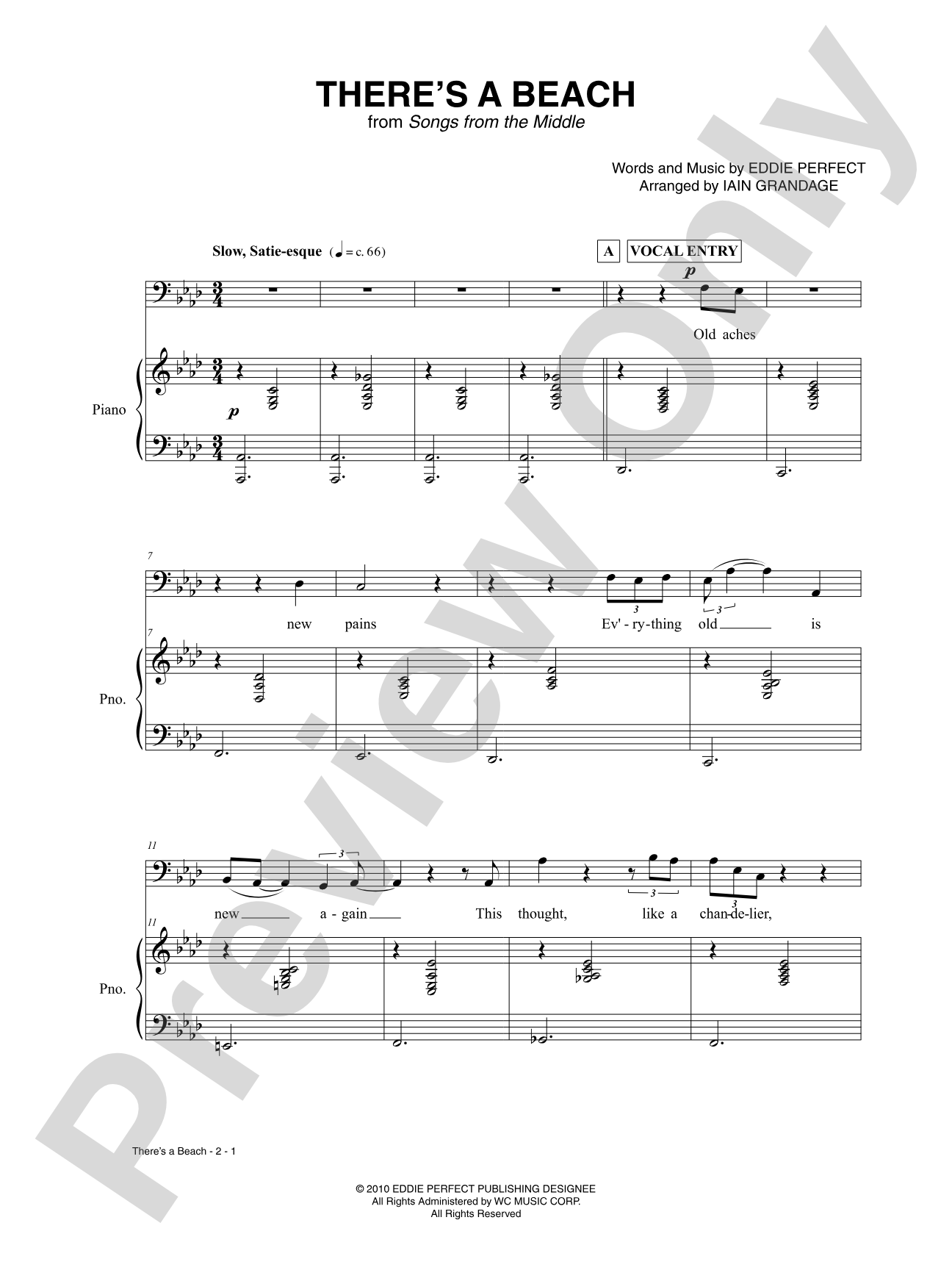 There's a Beach: Piano/Vocal