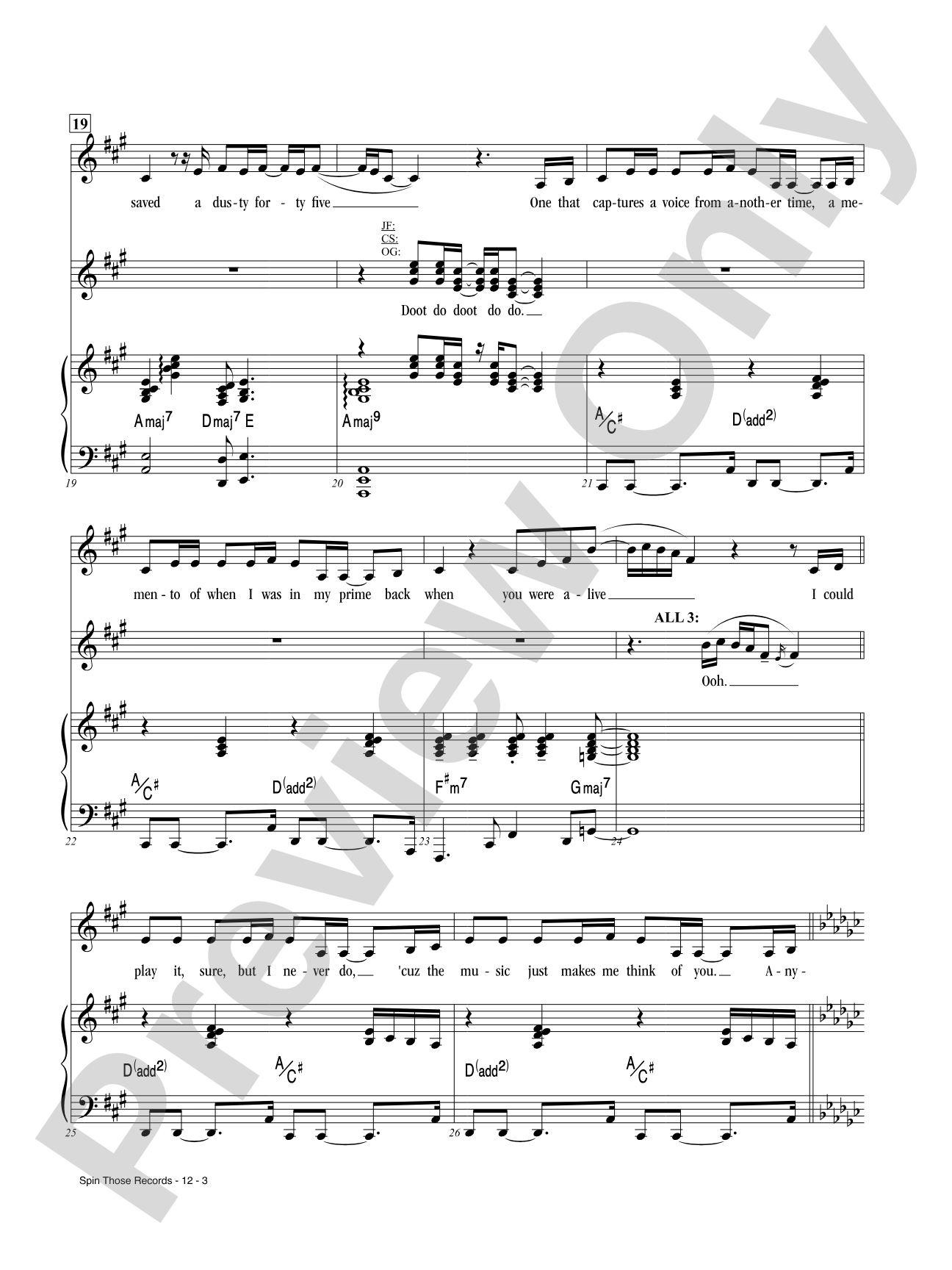 Spin Those Records from <i>Broadway Bounty Hunter</i>: Piano/Vocal
