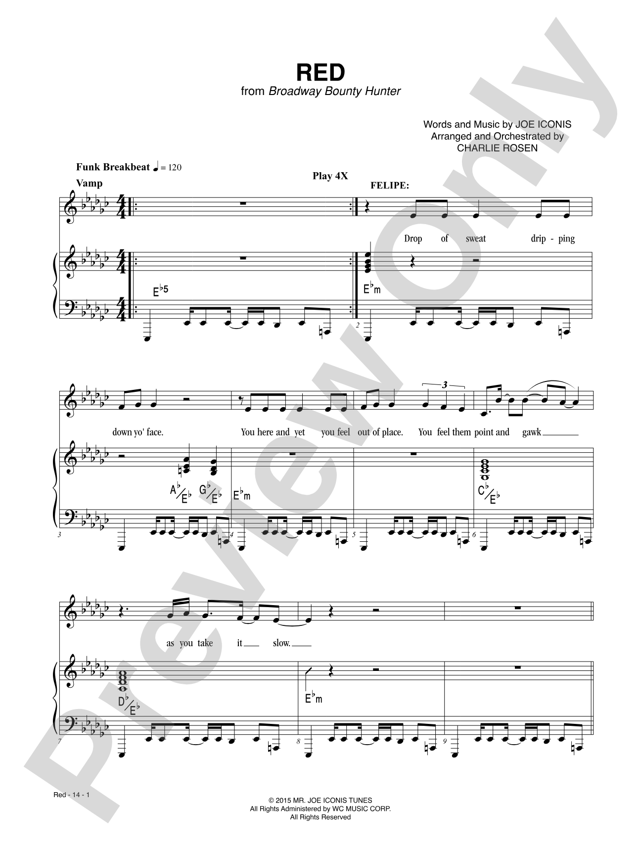 Red from <i>Broadway Bounty Hunter</i>: Piano/Vocal