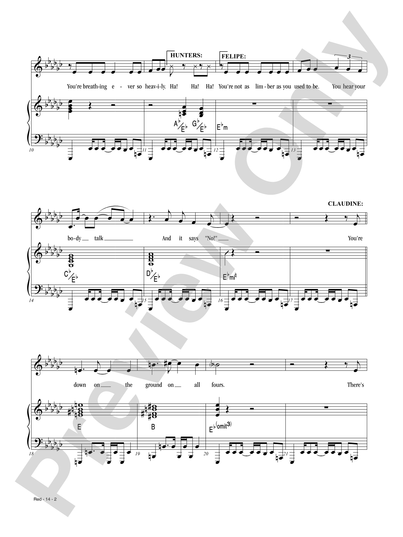 Red from <i>Broadway Bounty Hunter</i>: Piano/Vocal