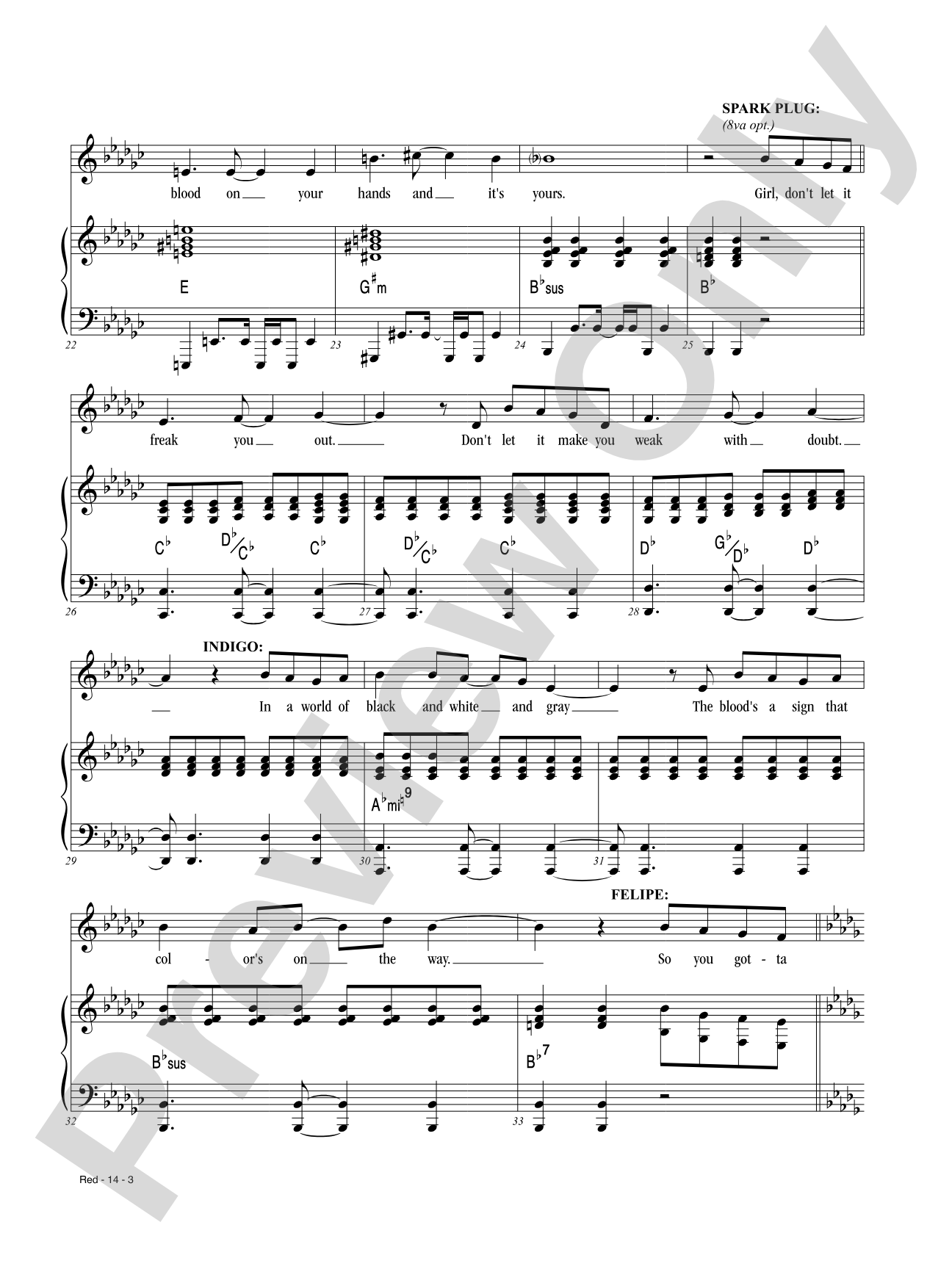 Red from <i>Broadway Bounty Hunter</i>: Piano/Vocal