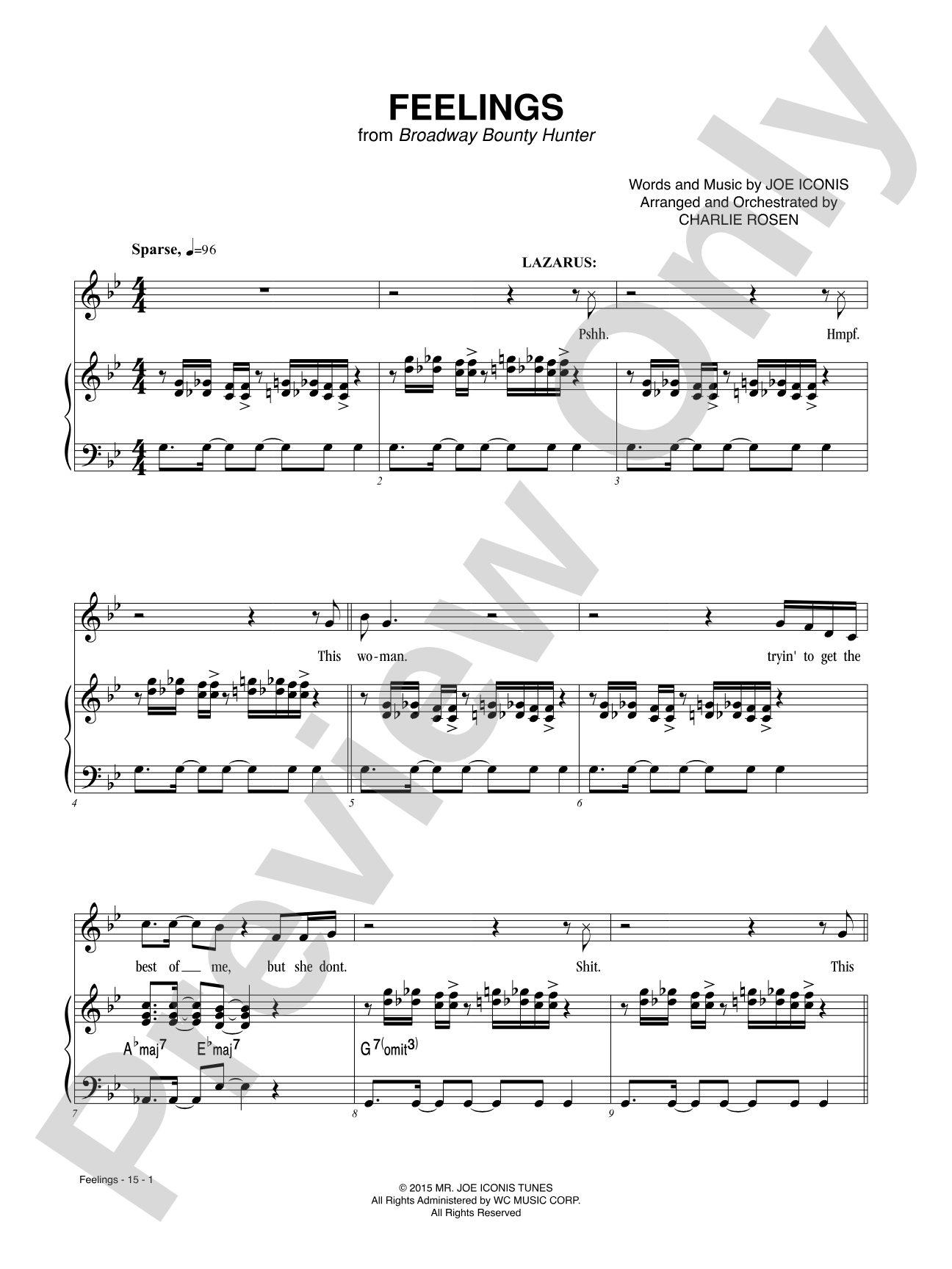 Feelings from <i>Broadway Bounty Hunter</i>: Piano/Vocal