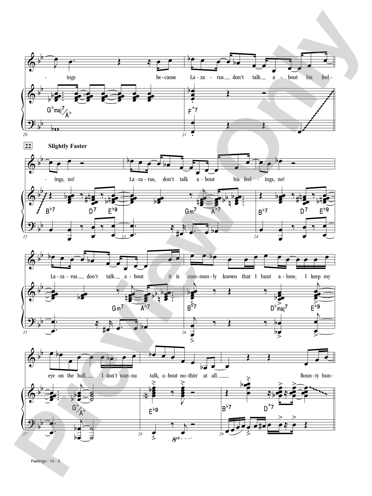 Feelings from <i>Broadway Bounty Hunter</i>: Piano/Vocal