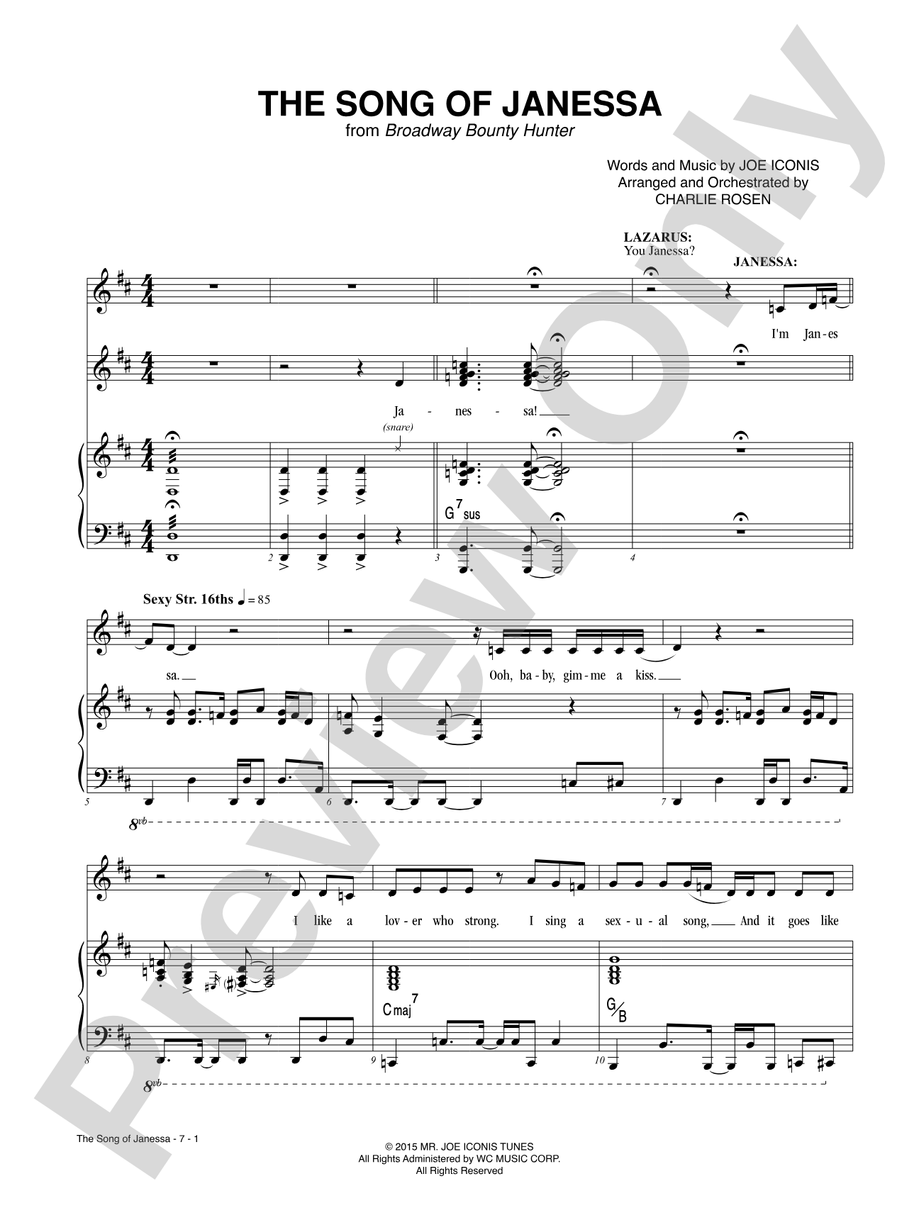 The Song of Janessa from <i>Broadway Bounty Hunter</i>: Piano/Vocal
