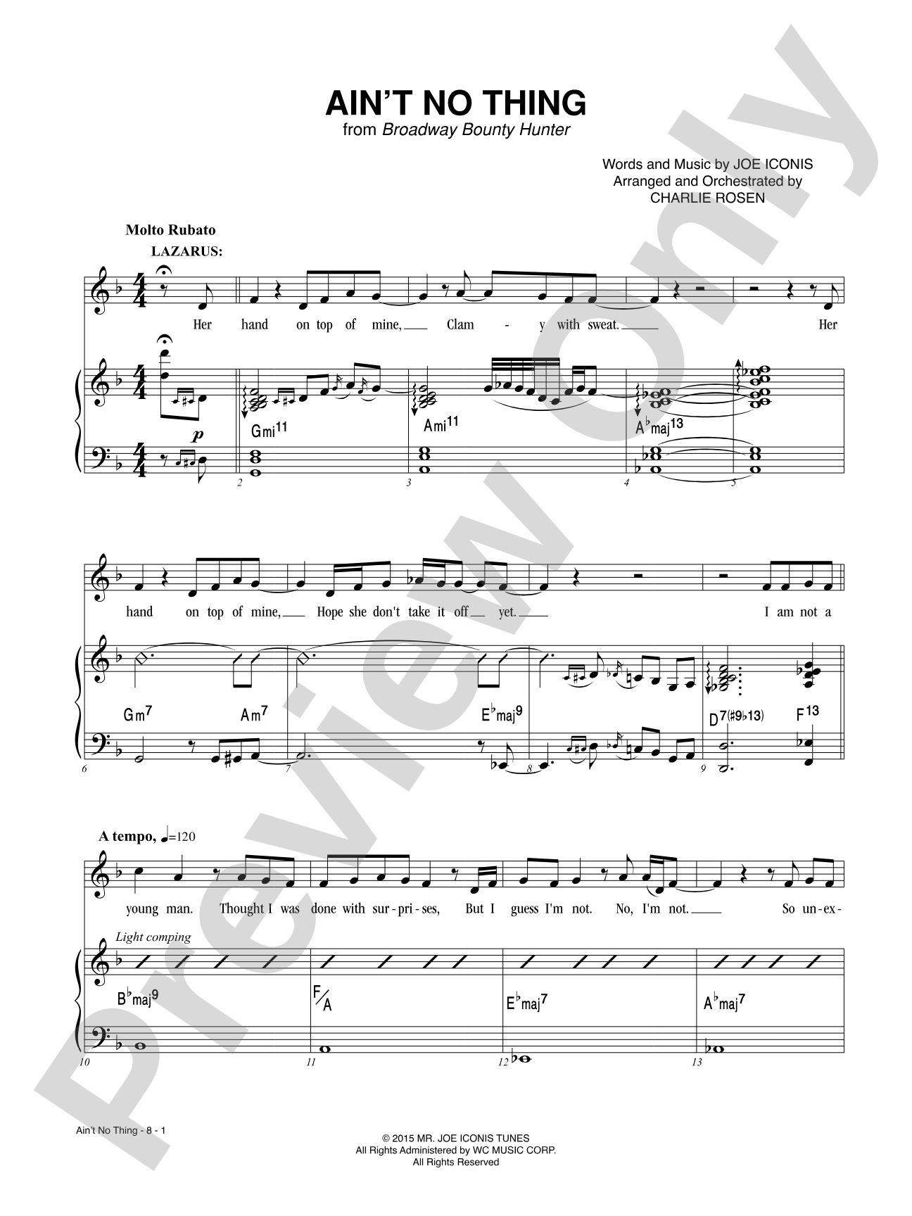 Ain't No Thing from <i>Broadway Bounty Hunter</i>: Piano/Vocal