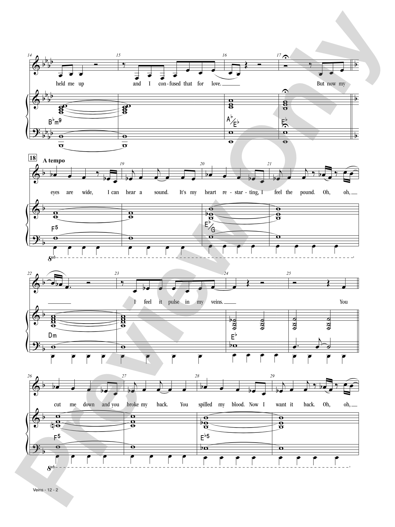 Veins from <i>Broadway Bounty Hunter</i>: Piano/Vocal